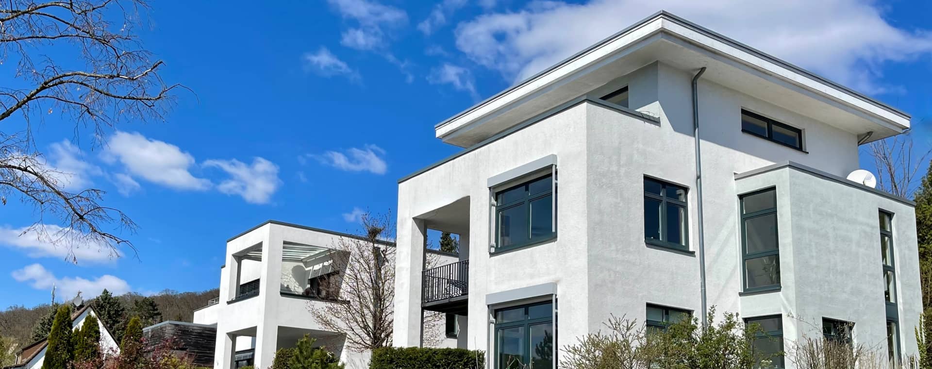 Moderne Weiße Einfamilienhäuser Mit Flachdach