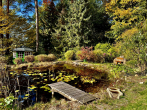 Teichanlage Mit Steg - NEUER PREIS! Familiendomizil u. Baugrundstück auf parkähnlichen Südwest-Anwesen mit Fernblick